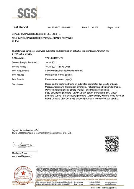 Austenite Stainless Steel ROHS